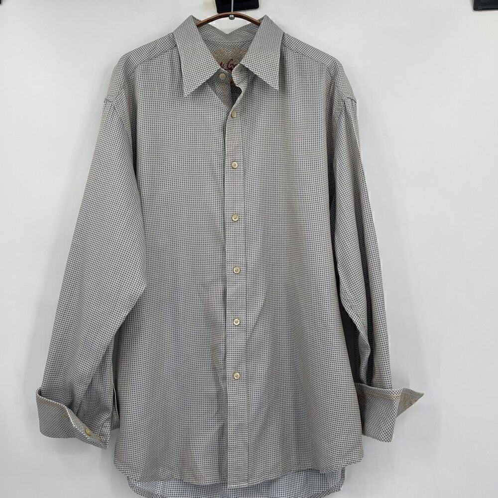 Robert Graham Blue White Long Sleeve Subtle Collar Button Up Shirt Large